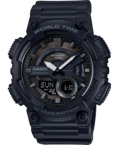 Casio Мужские аналогово-цифровые часы Casio, черный, ремешок из смолы, 50mm