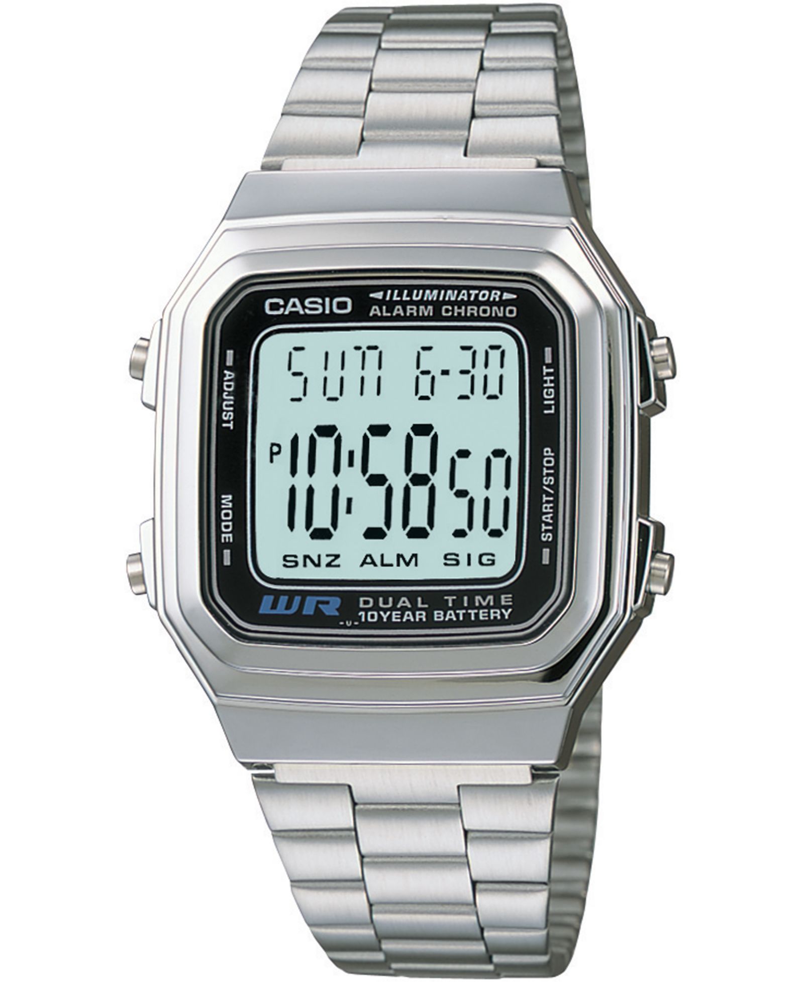 Casio унисекс цифровые часы на стальном браслете 32mm