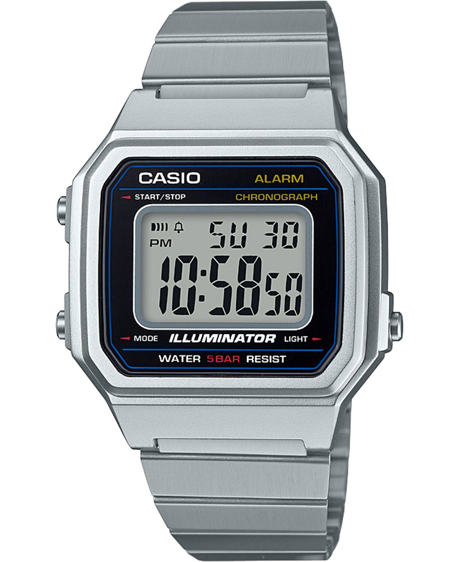 Мужские цифровые винтажные часы Casio со стальным браслетом, 43.1mm