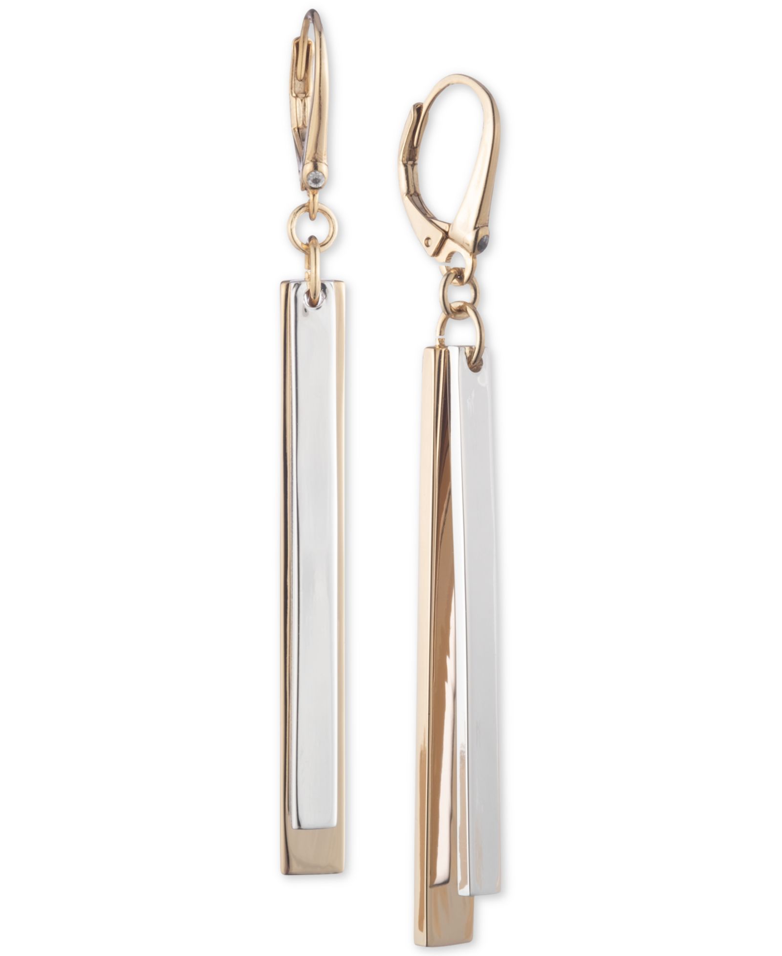 Серьги-подвески DKNY Two-Tone Pavé Stick Linear