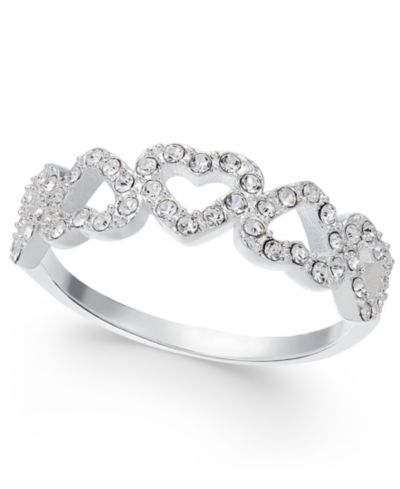 Кольцо Pavé Open Heart из серебра или 18K Rose Gold Plate