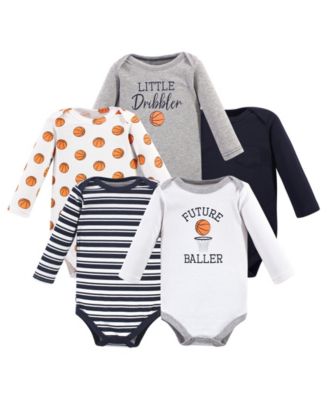Hudson Baby Baby Boys Hudson Soft Cotton Long-Sleeve Bodysuit Bundle (5-Count)
