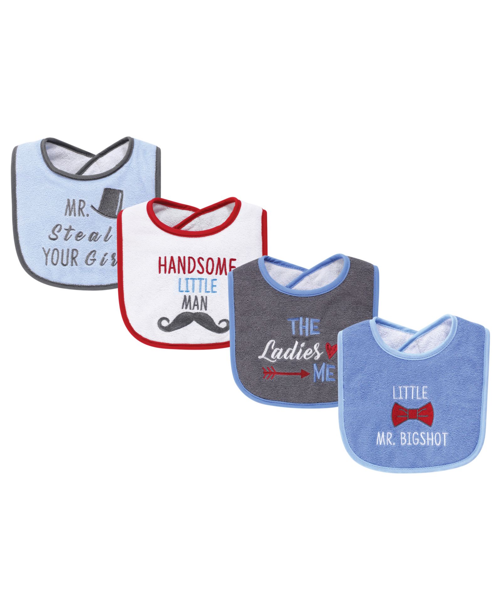 Hudson Baby Boys Four-Piece Fiber-Filled Feeding Bibs