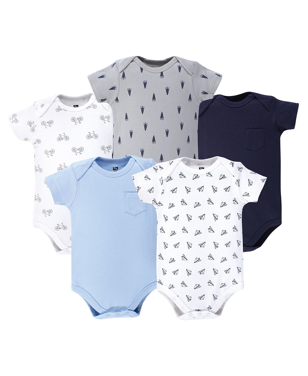 Hudson Baby Cotton Bodysuits 5pk, Basic Paper Airplane