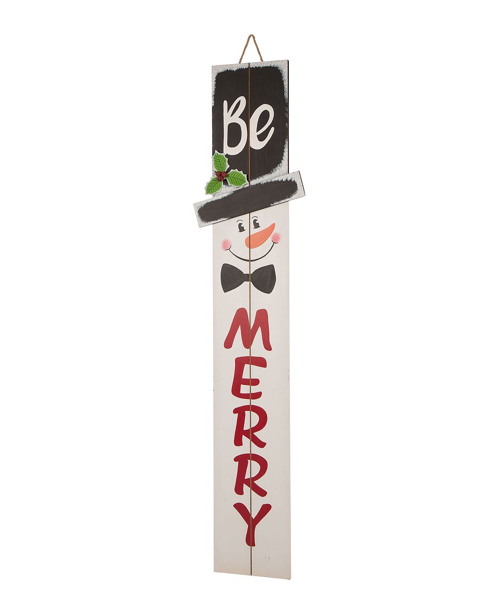 Табличка на крыльцо Glitzhome Wooden Snowman Merry