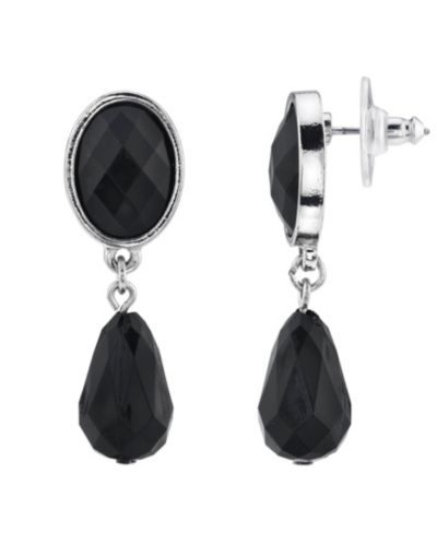 Серьга-подвеска 2028 Silver-Tone Faceted Drop