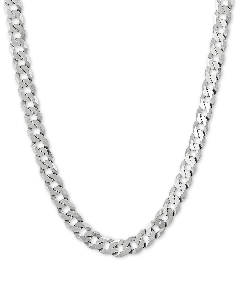 Curb Link 22" Chain Necklace (7mm) in Sterling Silver