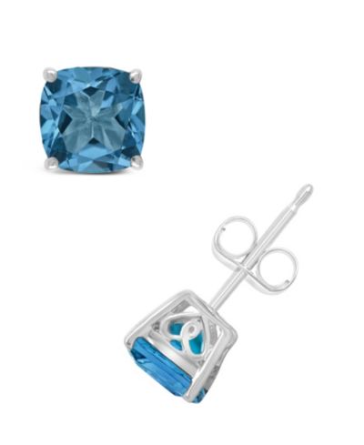Серьги-гвоздики с голубым топазом (2-1/2 ct. t.w.) из стерлингового серебра