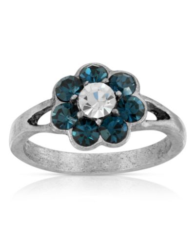Кольцо с кристаллами из олова Pewter Crystal Flower