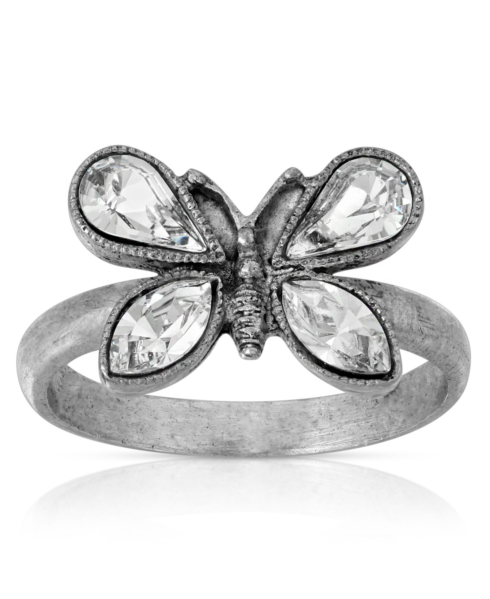 Кольцо Pewter Crystal Butterfly