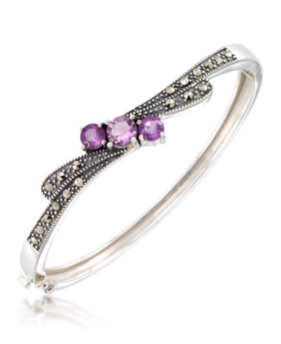 Marcasite and Amethyst (1-1/2 ct. t.w.)  Bangle in Sterling Silver
