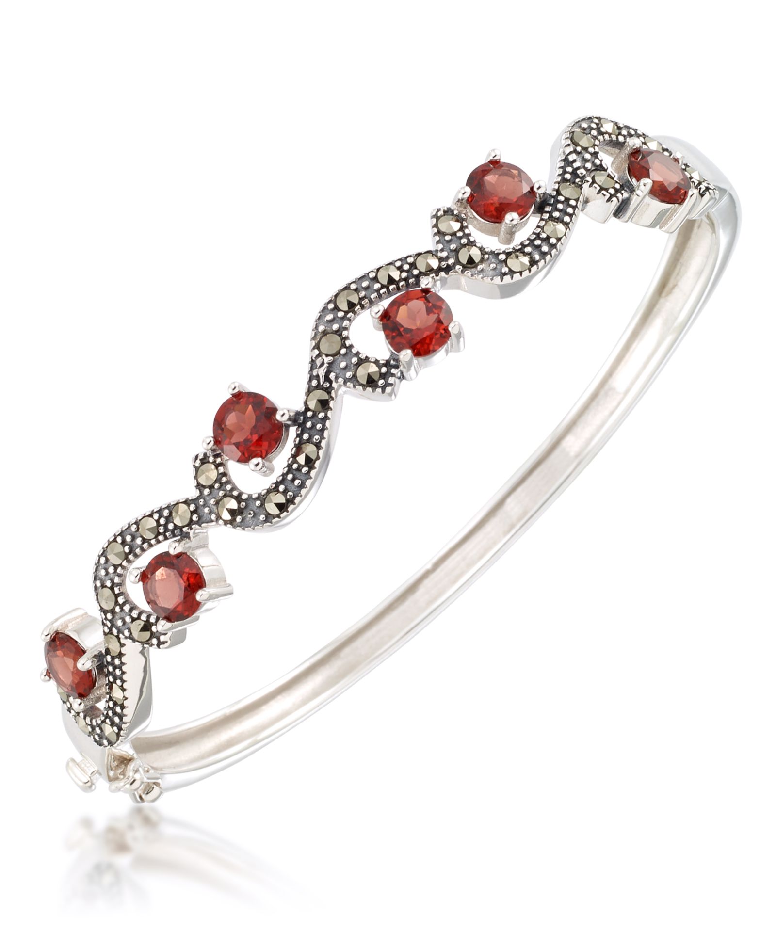 Браслет Macy's Marcasite and Garnet Sterling Silver
