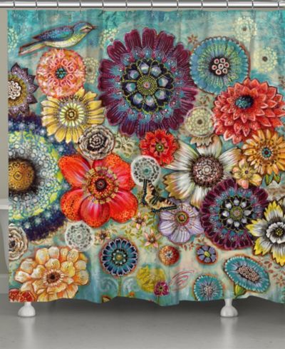 Laural Home Blue Bird Boho Shower Curtain, 71" x 72"