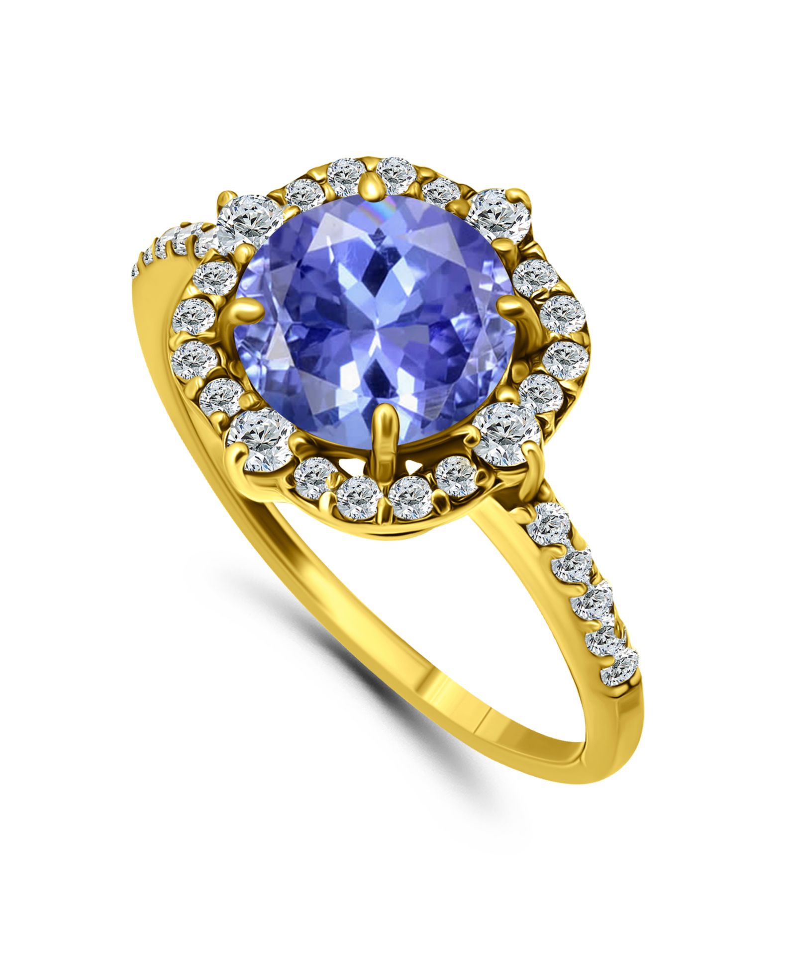 Кольцо Tanzanite Cubic Zirconia Fancy Halo