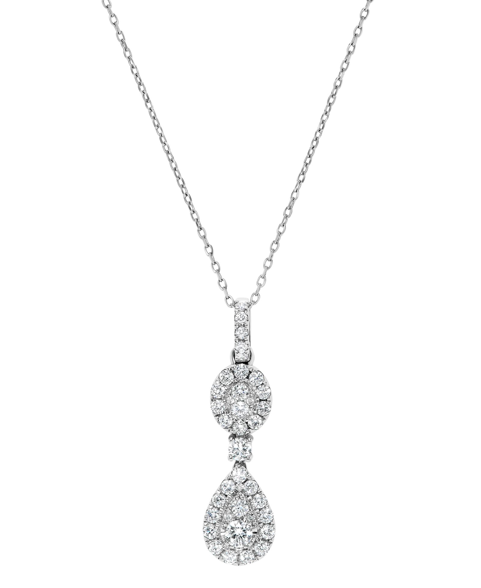 Подвеска Diamond Double Halo Cluster 18" (5/8 ct. t.w.) в 14k White Gold