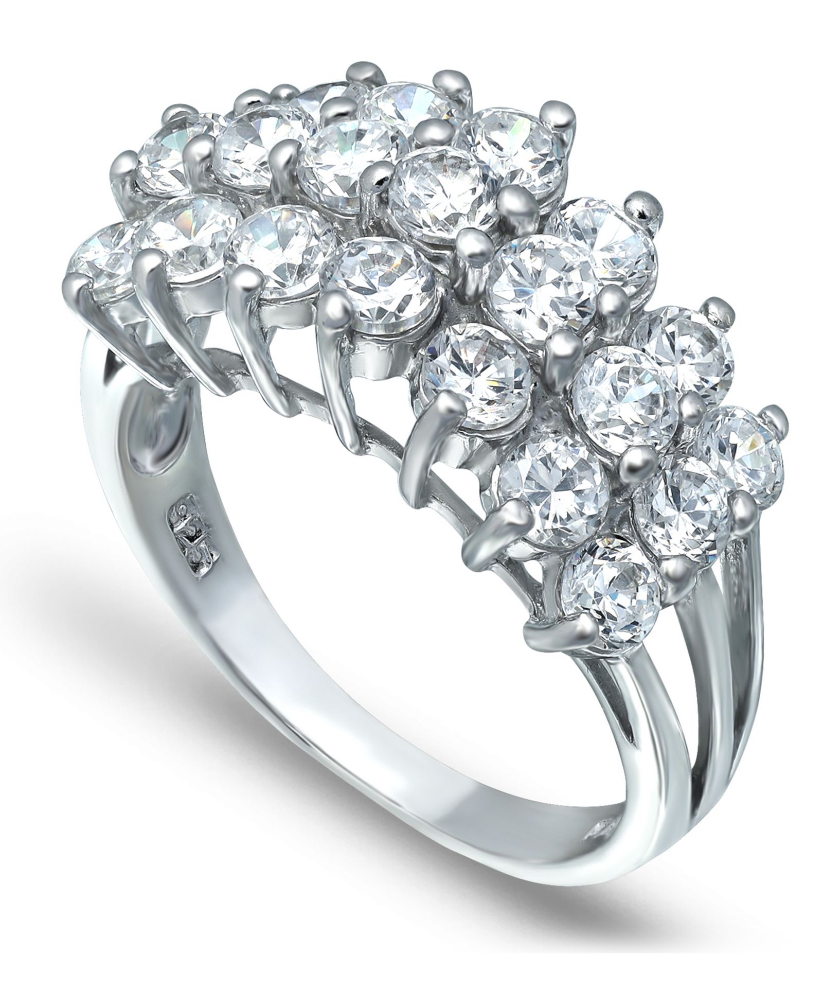 Macy's Cubic Zirconia Round Prong Set 3 Row Ring