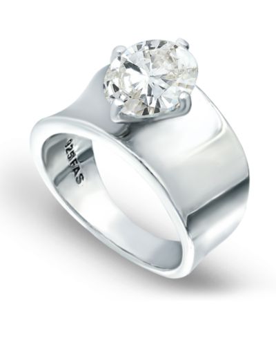 Кольцо Cubic Zirconia Prong Set Oval Stone Silver Plate и Gold Plate