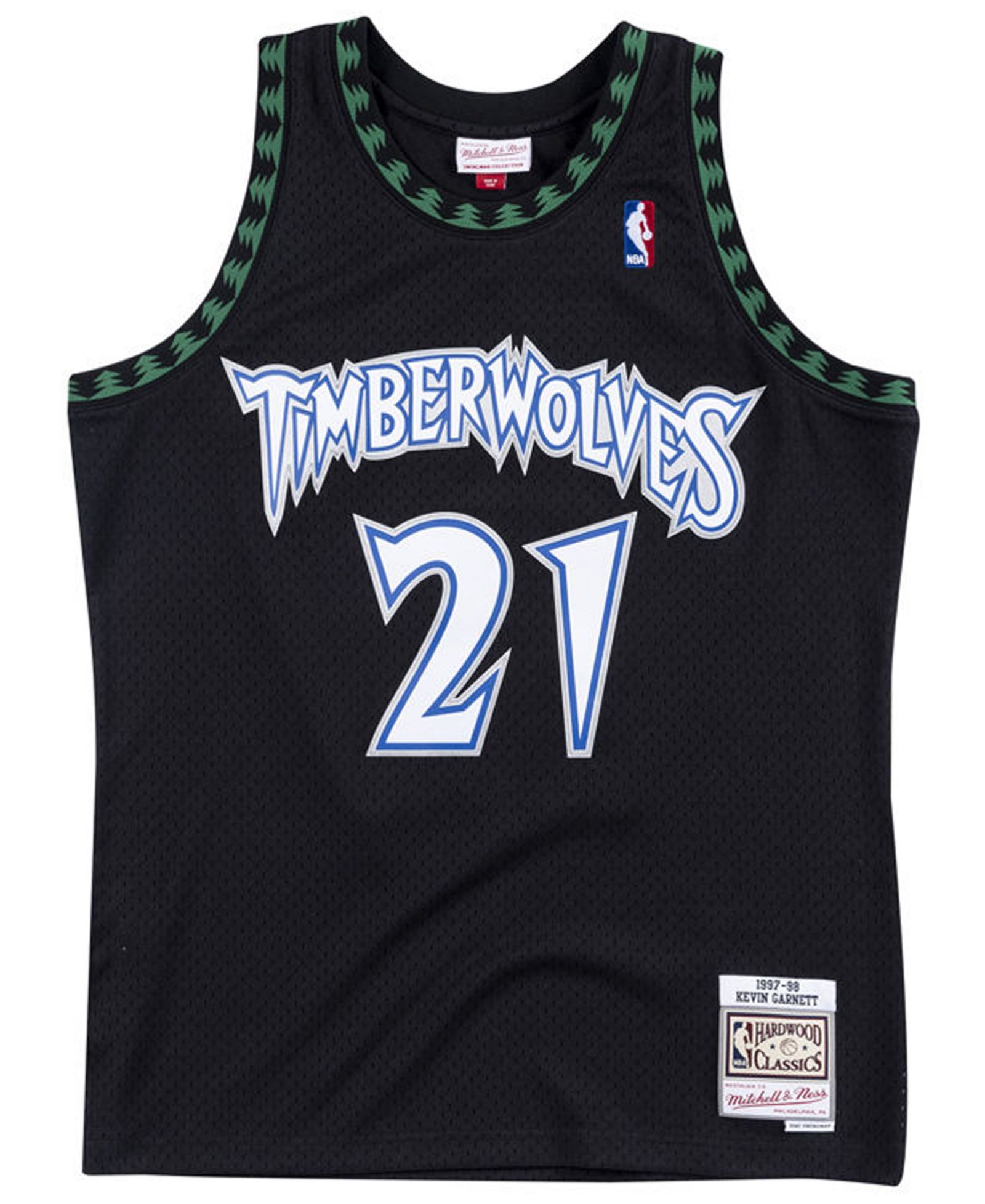 Мужская джерси Mitchell & Ness Kevin Garnett Black Minnesota Timberwolves 1997-98 Hardwood Classics Swingman Player