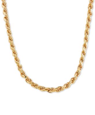 Цепочка-колье Rope Link 24" из стерлингового серебра с напылением 18k Gold-Plated