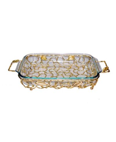 Золотистая подставка Classic Touch для Pyrex с листовой отделкой