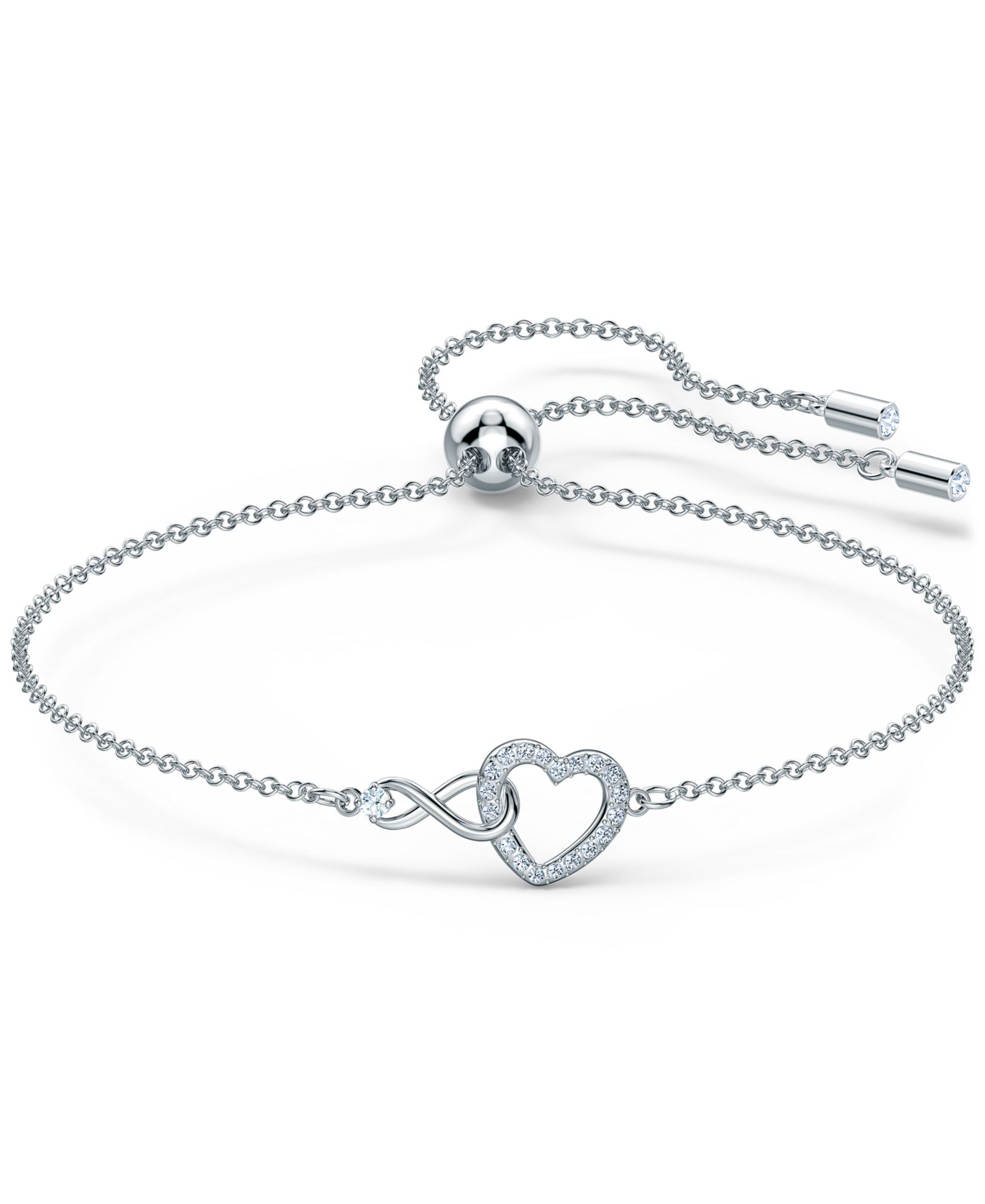 Браслет-слайдер Swarovski Silver-Tone Crystal Heart & Infinity Symbol