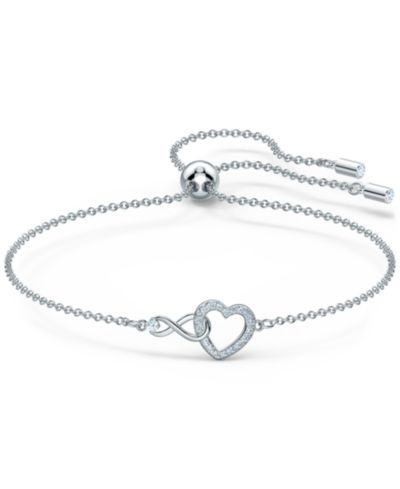 Браслет-слайдер Swarovski Silver-Tone Crystal Heart & Infinity Symbol