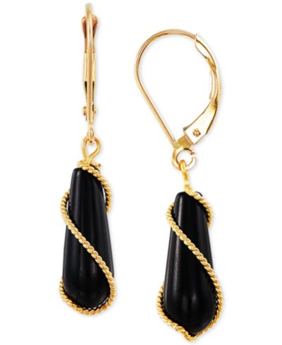 Серьги-подвески Onyx Wire-Wrap в 10k золоте