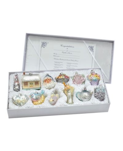 Kurt Adler 3-4.375-Inch Noble Gems™ Newlywed's Glass Tree Box, Set of 12