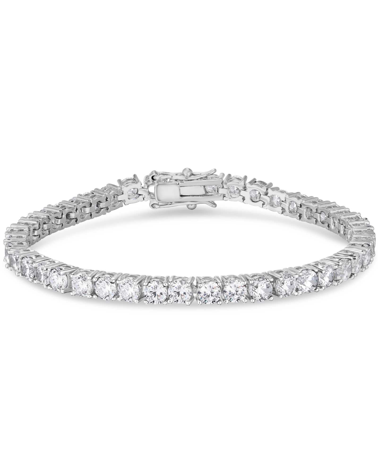 Simulated Cubic Zirconia Alternating Tennis Bracelet in Silver Plate