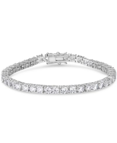 Simulated Cubic Zirconia Alternating Tennis Bracelet in Silver Plate