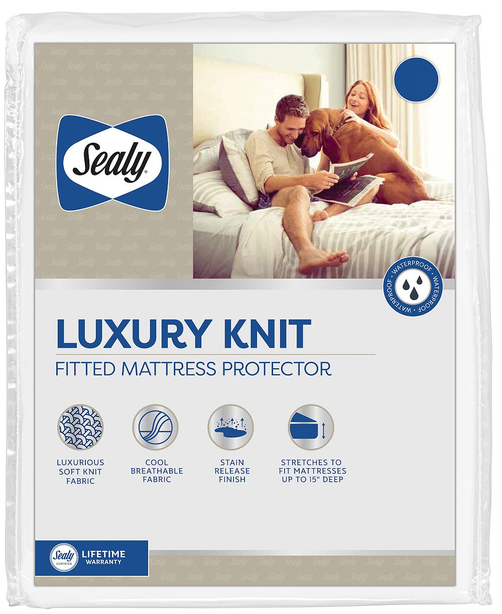 Sealy Luxury Knit Fitted Waterproof Mattress Protector, Twin