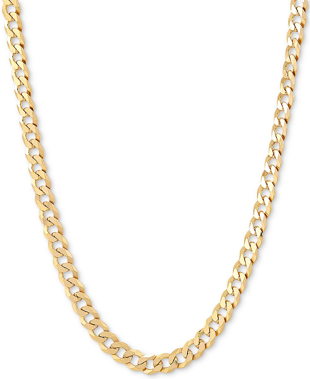 Цепочка-колье Flat Curb Link 22" (5mm) из позолоченного стерлингового серебра или стерлингового серебра