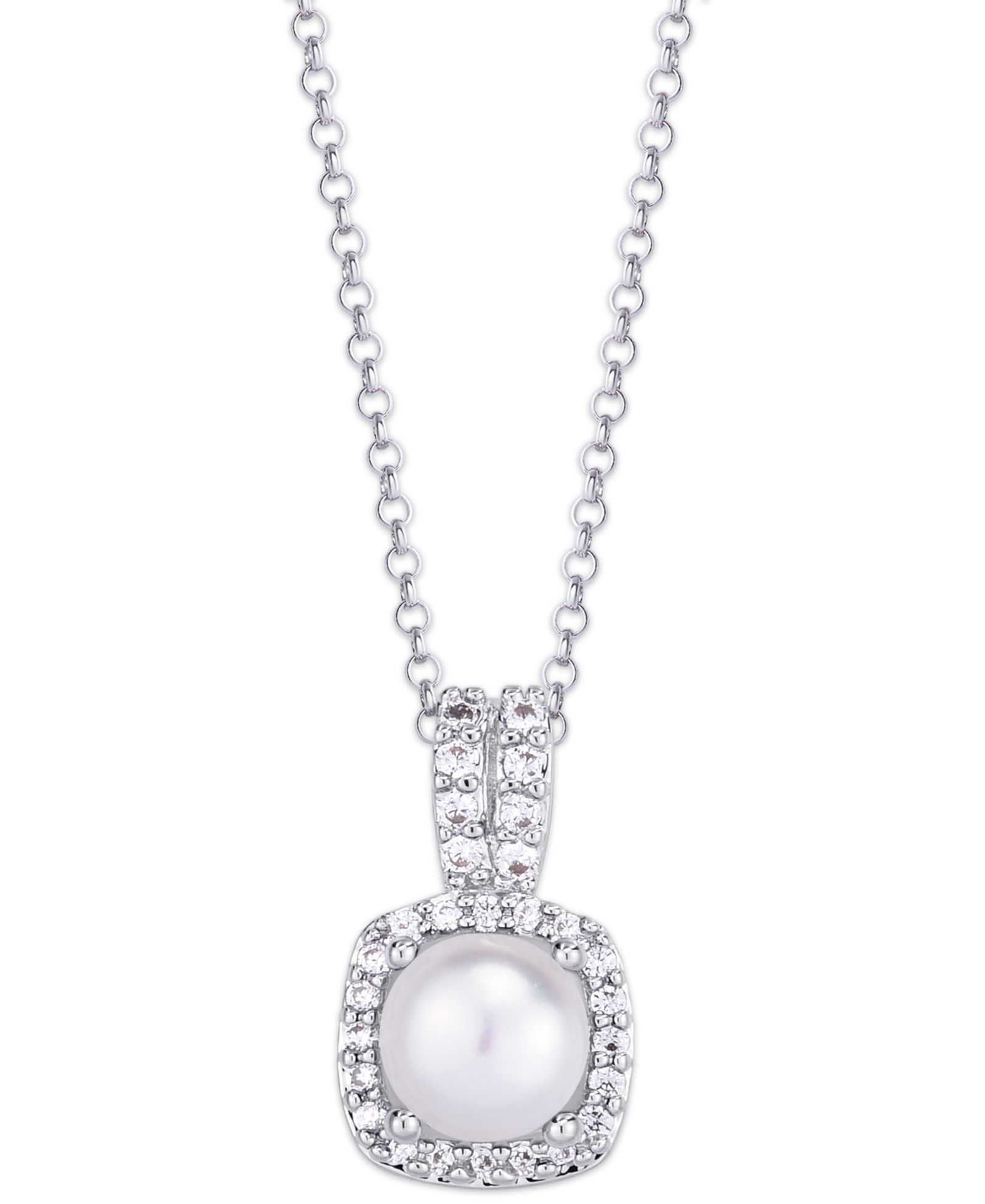 Подвеска-кулон Birthstone Cushion Halo в серебряном напылении