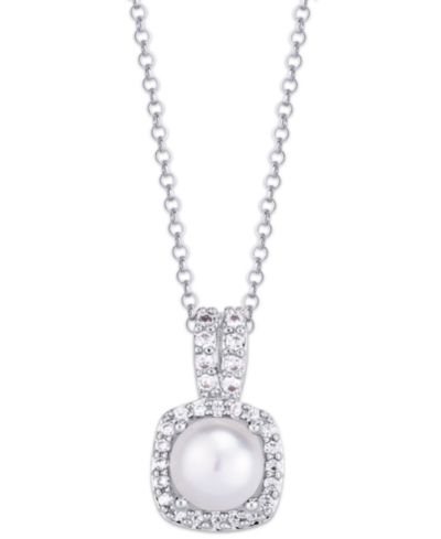 Подвеска-кулон Birthstone Cushion Halo в серебряном напылении
