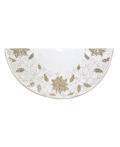 Kurt Adler 54-Inch Ivory Holly Tree Skirt