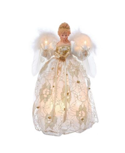 Kurt Adler UL 10-Light 12-Inch Ivory and Gold Angel Treetop