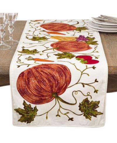 Скатерть-раннер Saro Lifestyle Embroidered Pumpkin Harvest Design Cotton Table Runner