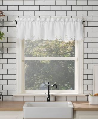 Mariela Floral Trim Semi-Sheer Rod Pocket Kitchen Curtain Valance