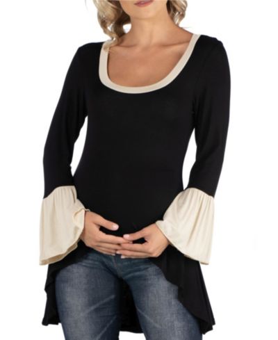 24Seven Comfort Apparel Maternity туника с рукавами bell sleeve, High Low
