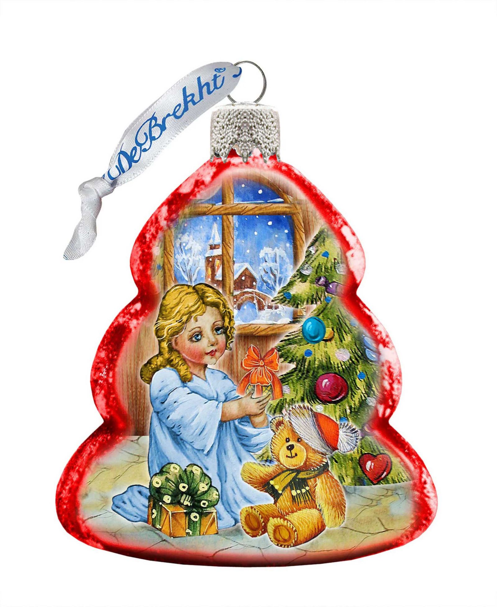 Стеклянный орнамент G.DeBrekht Nativity Santa Angel