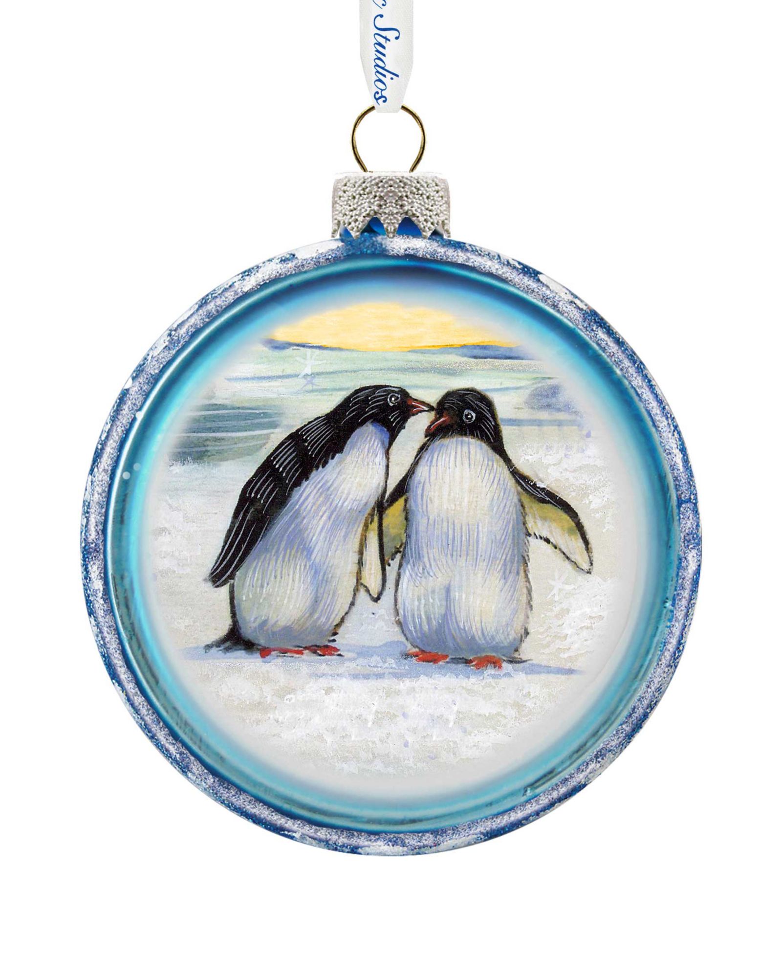 Стеклянное украшение G.DeBrekht Penguins C Ball