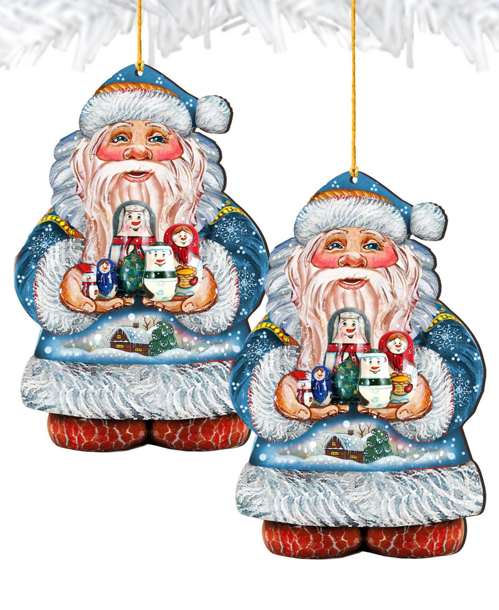 Designocracy Набор деревянных рождественских украшений Matreshkas Santa, 2 шт.
