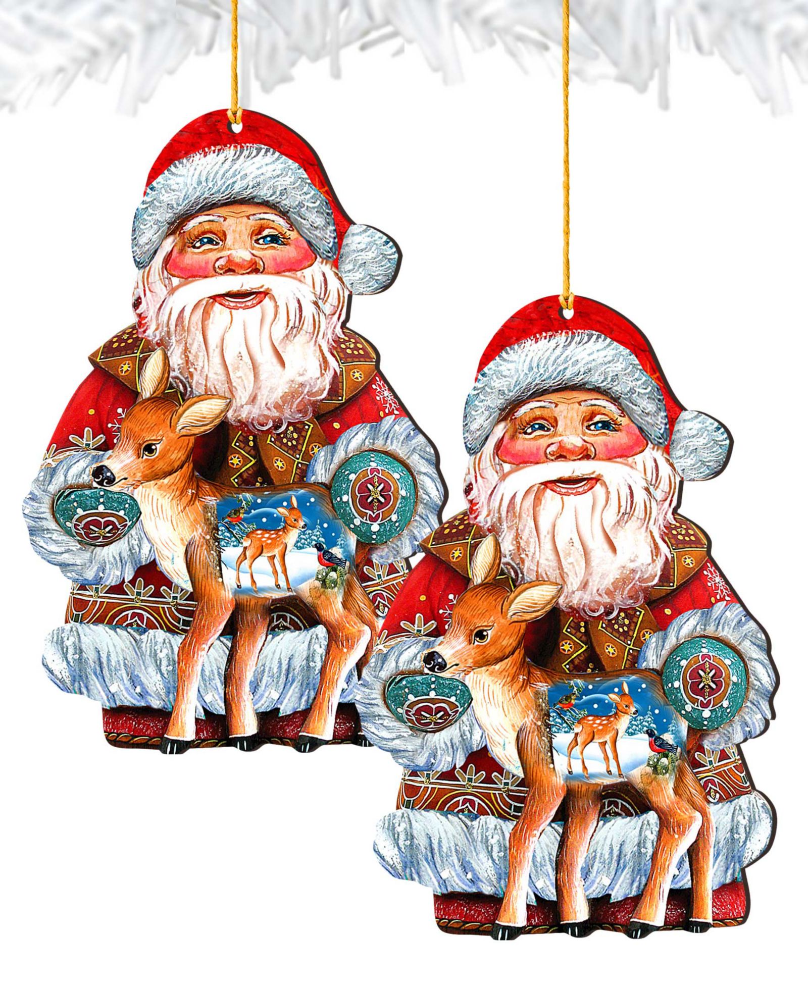 Набор деревянных рождественских украшений Designocracy Holiday Fawn, 2 шт.