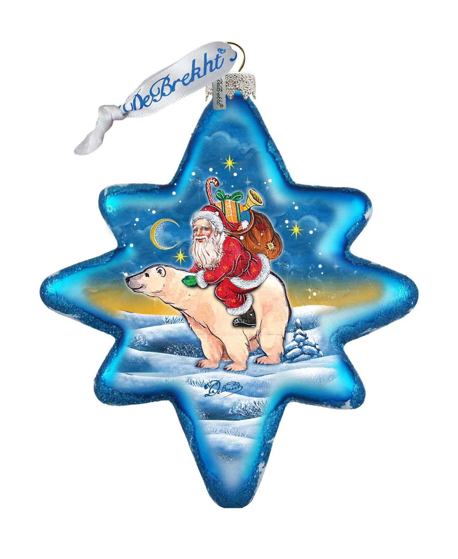 Стеклянное украшение G.DeBrekht Ride to North Pole Santa