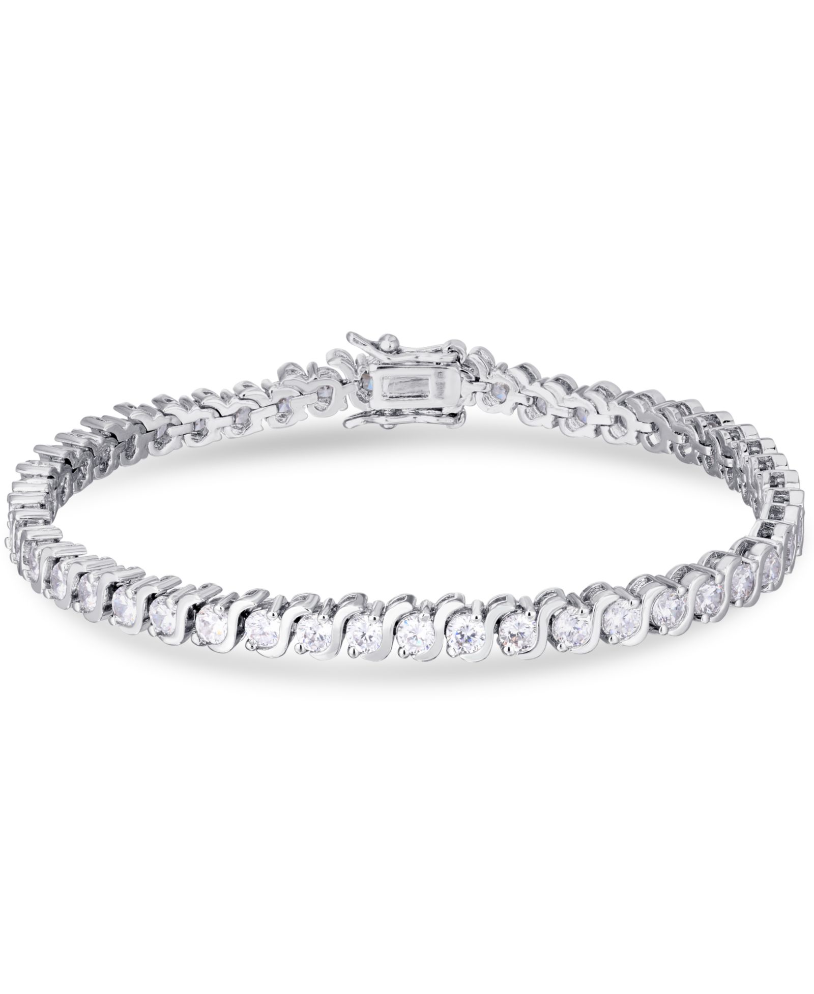 Браслет Cubic Zirconia "S" Link Line с серебряным напылением