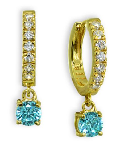 Серьги-кольца Giani Bernini с кубическим цирконием, подвеска, позолота 18k, стерлинговое серебро