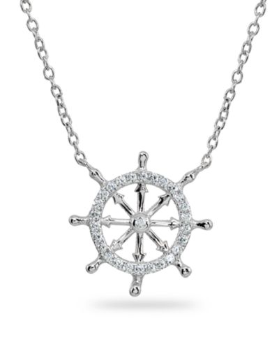 Ожерелье Ship's Wheel с кубическим цирконием из Sterling Silver или 18k Gold over Sterling Silver
