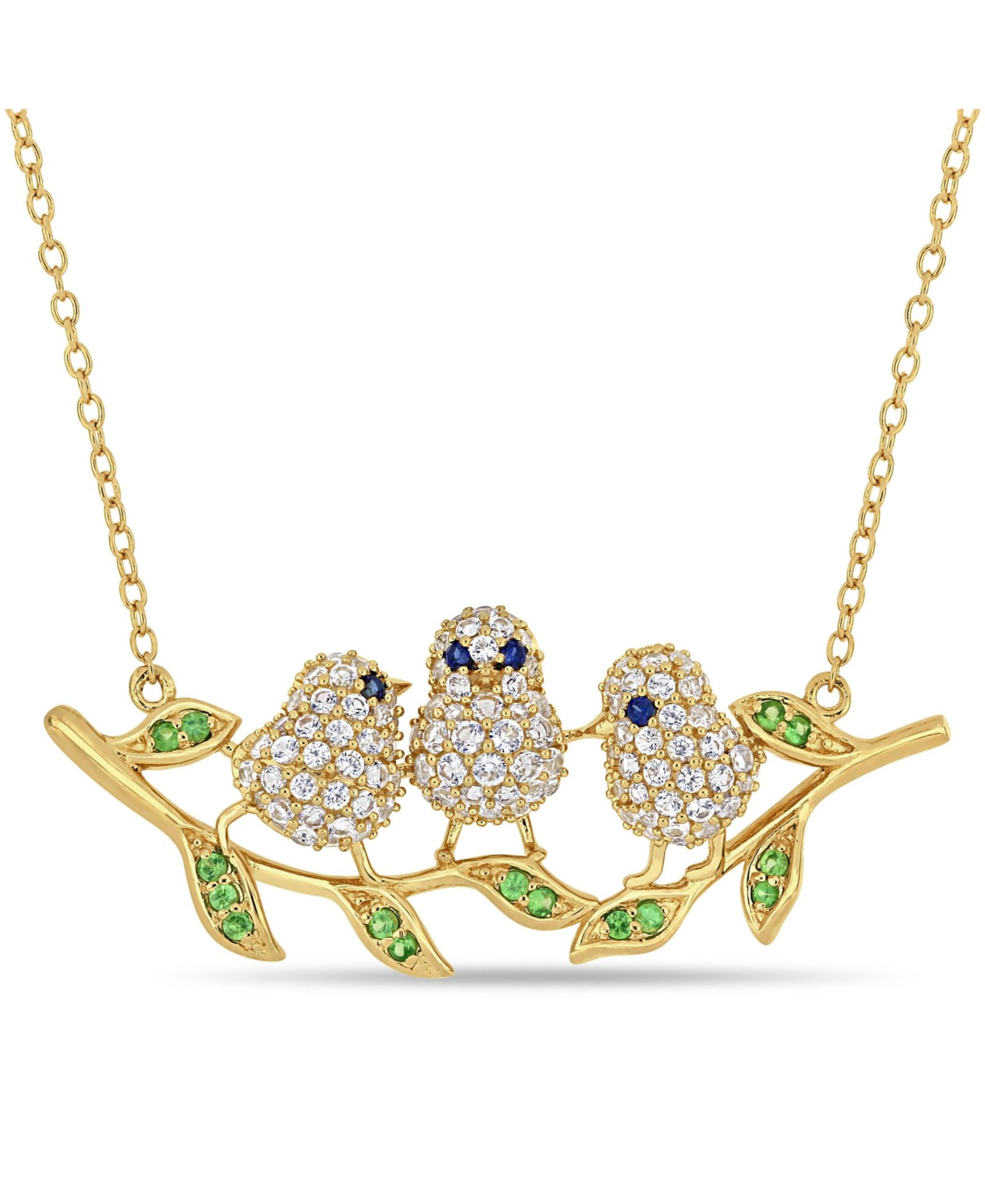 Macy's Подвеска Leaf Chick с сапфирами в золоте и стерлинговом серебре