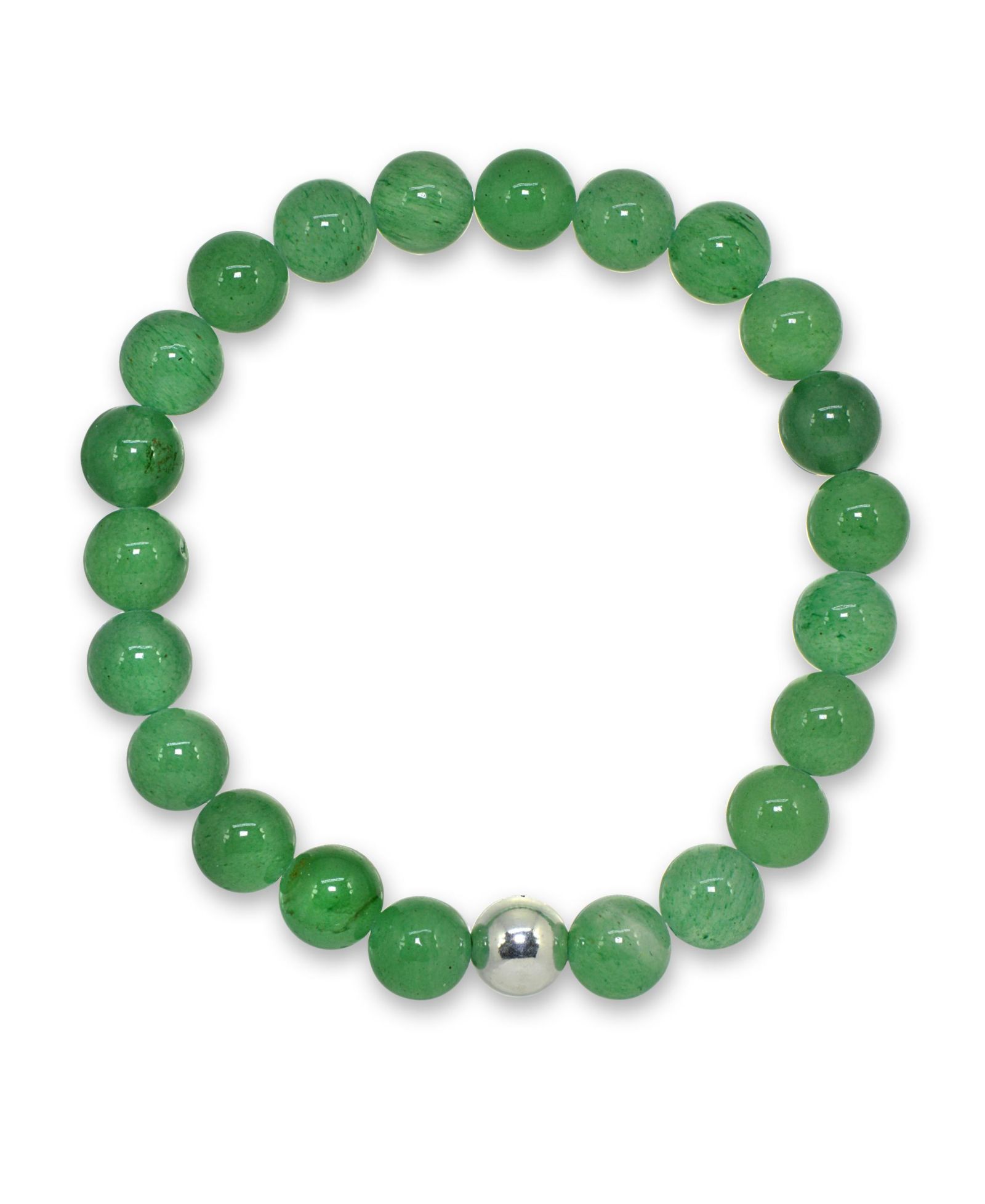 Genuine Stone Bead Stretch Bracelet with Silver Plate or Gold Plate Bead Accent