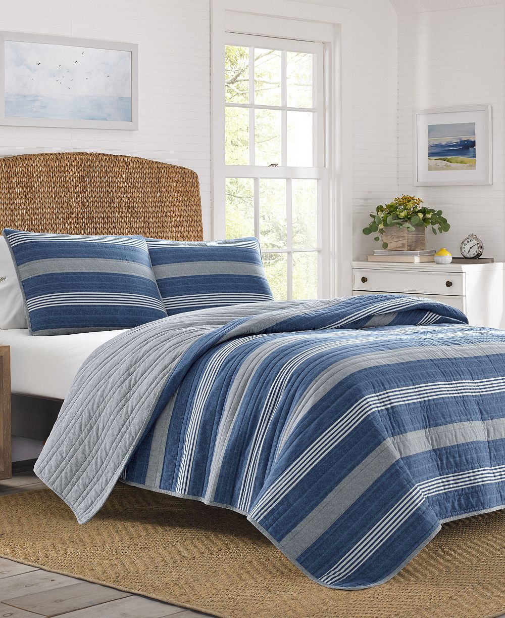 Nautica Saltmarsh Cotton Reversible 3-Pc. Quilt Set, King